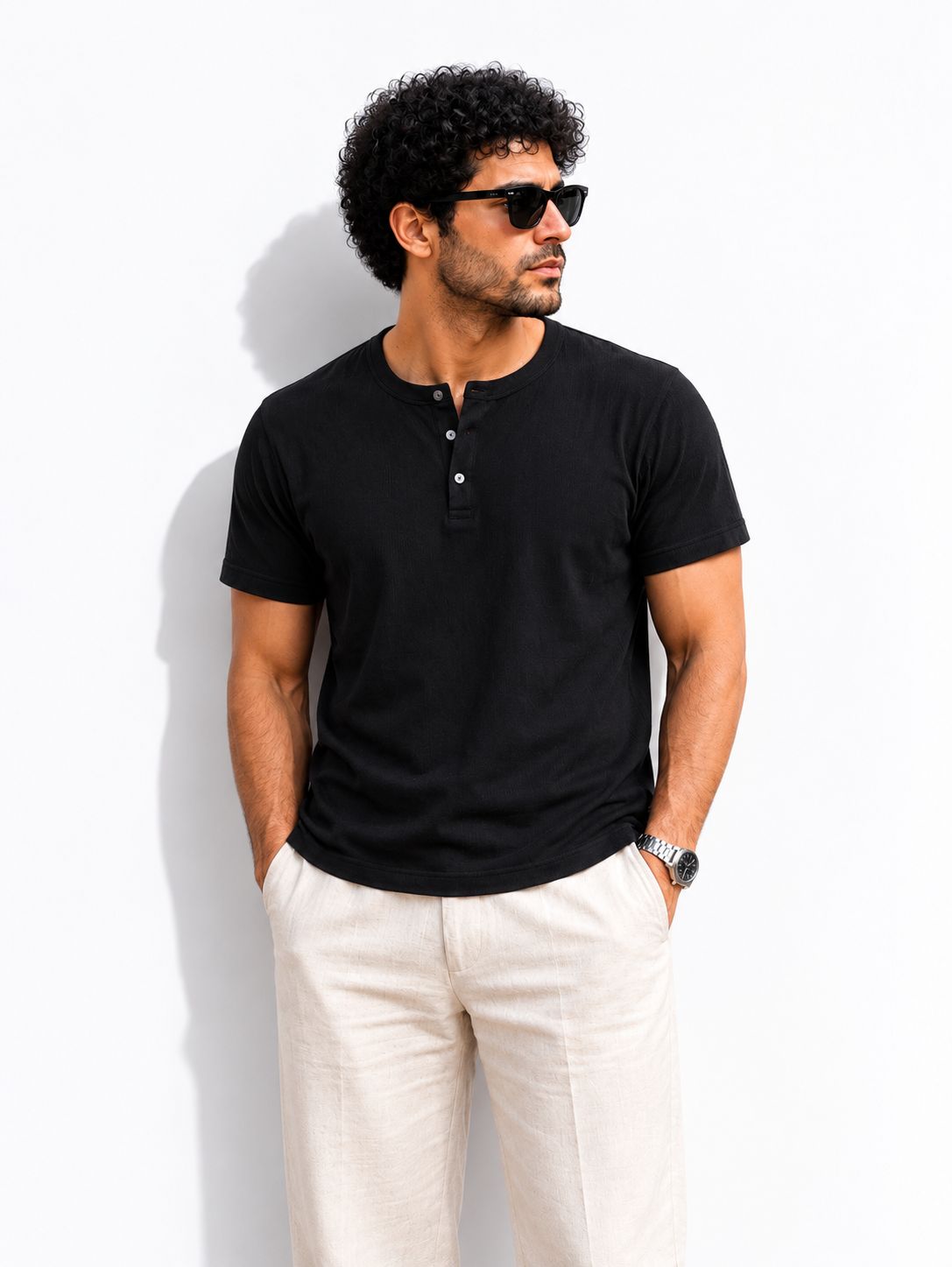 Black Henley T-Shirt