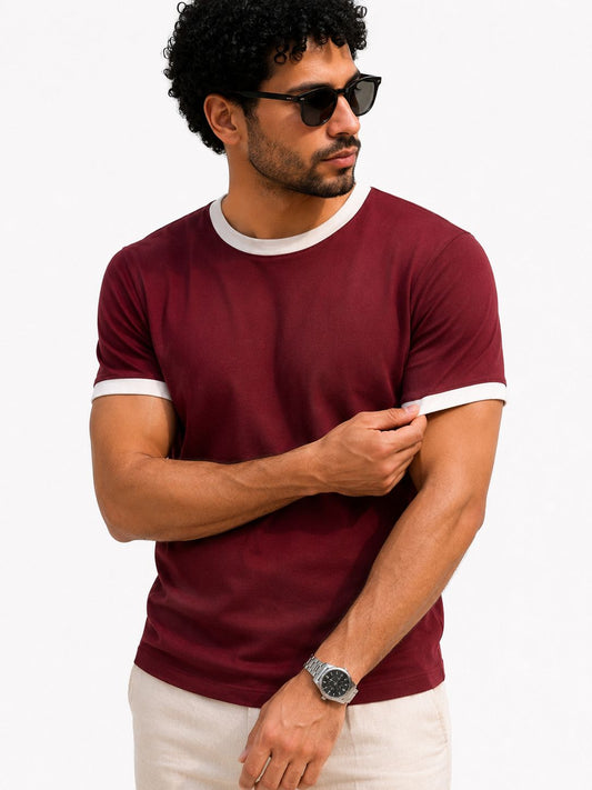 Burgundy Ringer T-Shirt