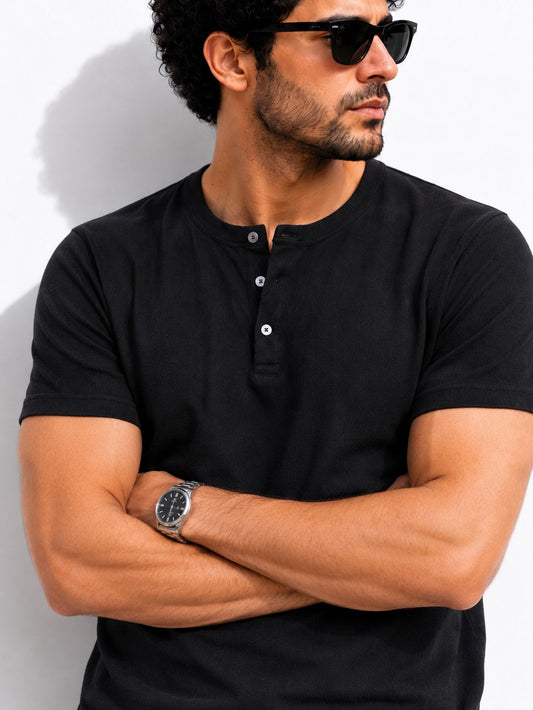 Black Henley T-Shirt