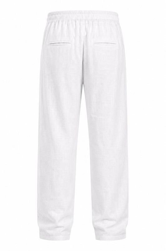 White Linen Drawstring Pants
