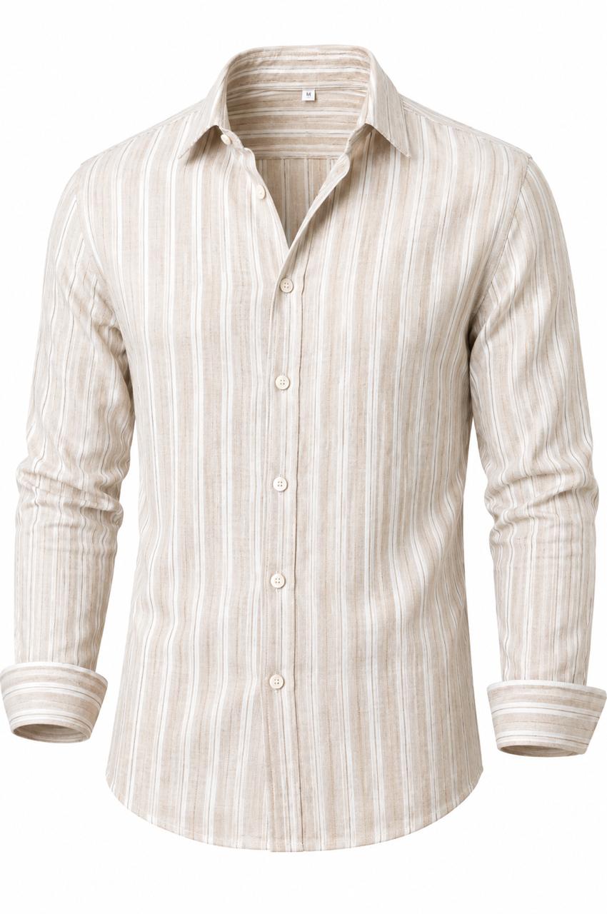 Beige Striped Linen Shirt
