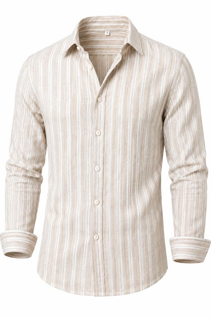 Beige Striped Linen Shirt