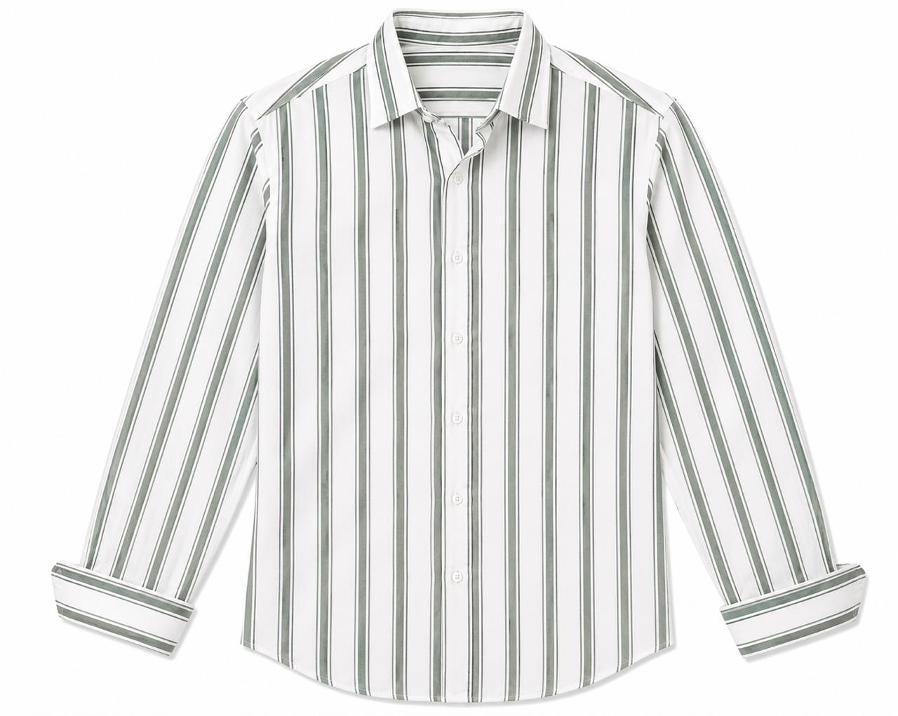 White Grey Striped Linen Shirt