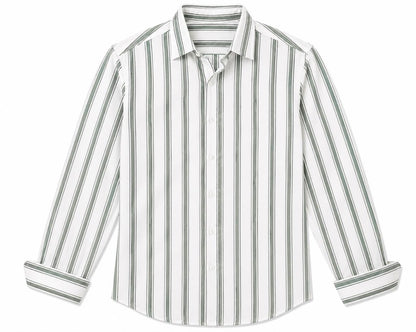 White Grey Striped Linen Shirt