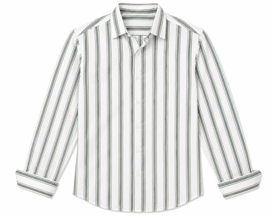 White Grey Striped Linen Shirt