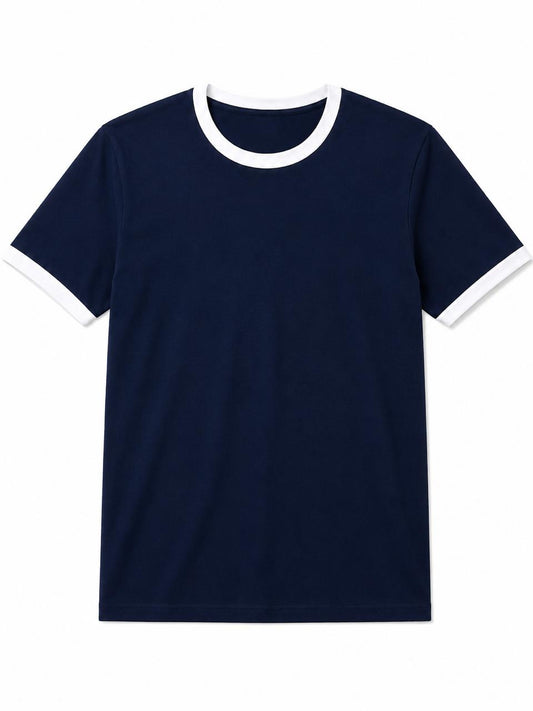 Navy Ringer Tee-white