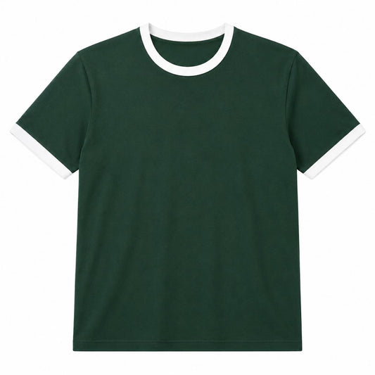 Green Ringer Tee -White