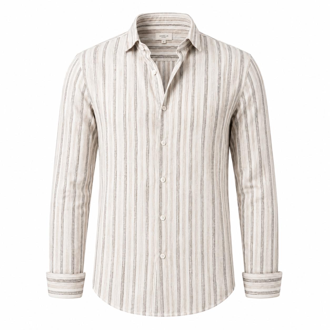 White Grey Textured Striped Shirt