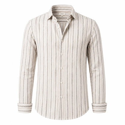White Grey Textured Striped Shirt