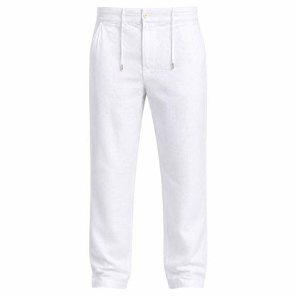 White Linen Drawstring Pants
