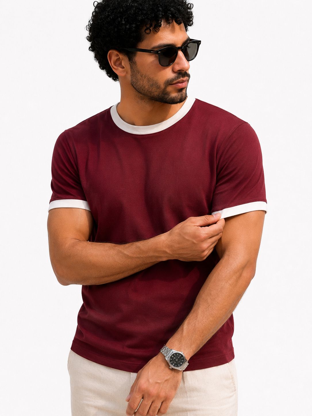 Burgundy Ringer T-Shirt