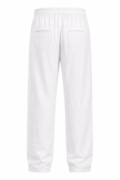 White Linen Drawstring Pants
